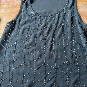 Charming Charlie Black Beaded Sleeveless Tank